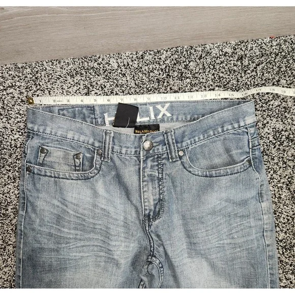 Y2k Helix Jeans Mens 32x32 Blue Relaxed Boot Faded Whisker Grunge Skater Punk - Picture 8 of 8